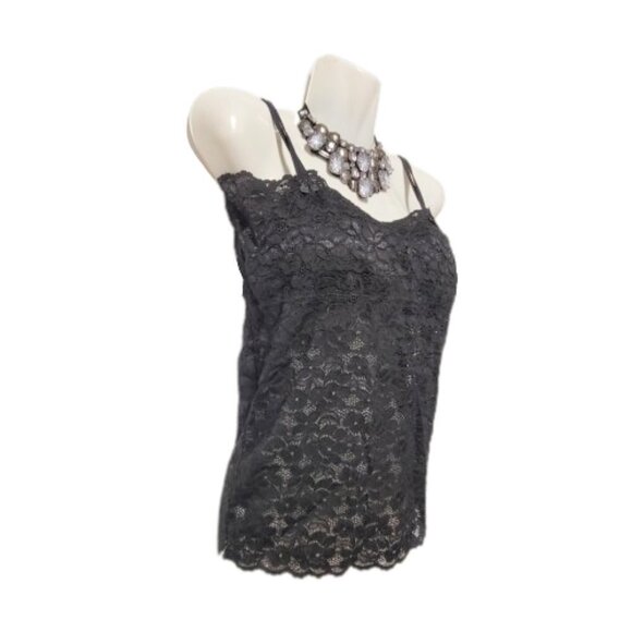 Black Lace Long Camisole Lace Tank Top Stretchy Long Camisole - Size L- NEW - Picture 14 of 15